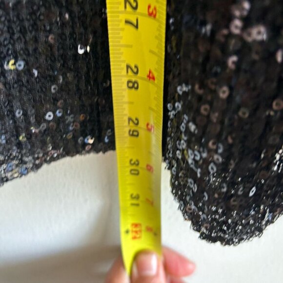 Lorane Women Sparkling Glittery Effect Sequin Back Zip Skirt Black Size Medium - Picture 3 of 9